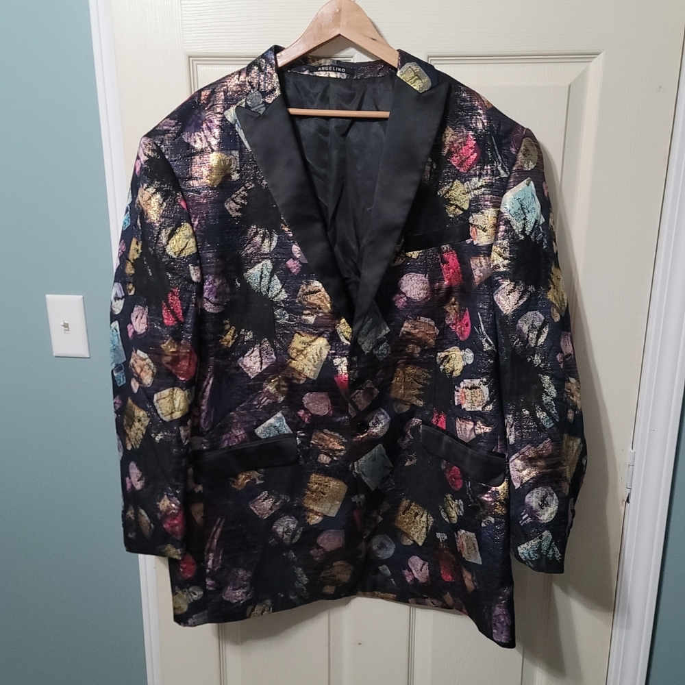 Angelino Simmering Gold Multi-Colored Perfume Blazer Men's 48L EUC‎
